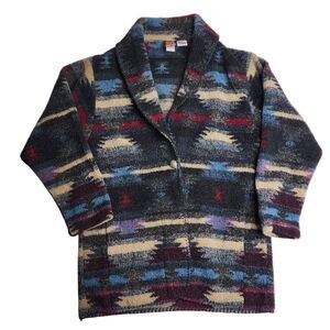 Vintage Mazmania Southwestern Aztec Fleece Full Zip Jacket USA Men's Size Large